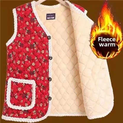 Fashion Thicken Fleece Jacket Women's Vest Open Cardigan Outerwear Loose Autumn Winter New Cotton Waistcoat