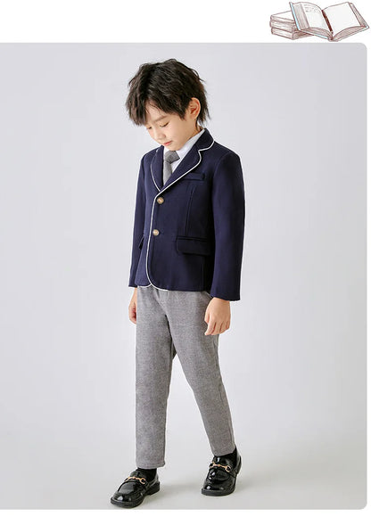 Kids School Uniforms Girls British Japanese Navy Jacket Suit Dress Boys Blazer Formal Outfits Chidren Student Clothes Class Sets