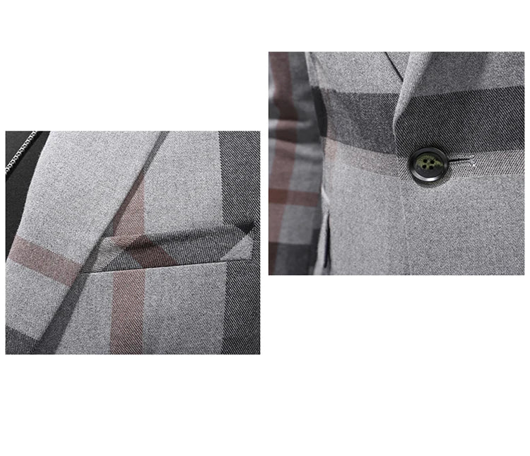 Top Quality Luxury Plaid Business Slim Fit Men Blazer Jacket 2024 Spring Autumn Casual Blazers For Men Elegant Dress Suit Jacket