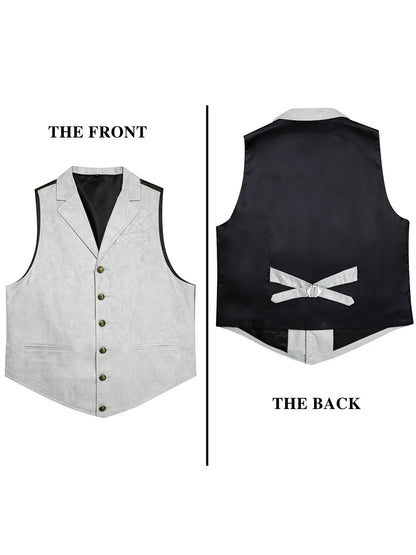 Men's Faux Suede Waistcoat – Single Breasted Slim Fit Formal Vest for Weddings & Business