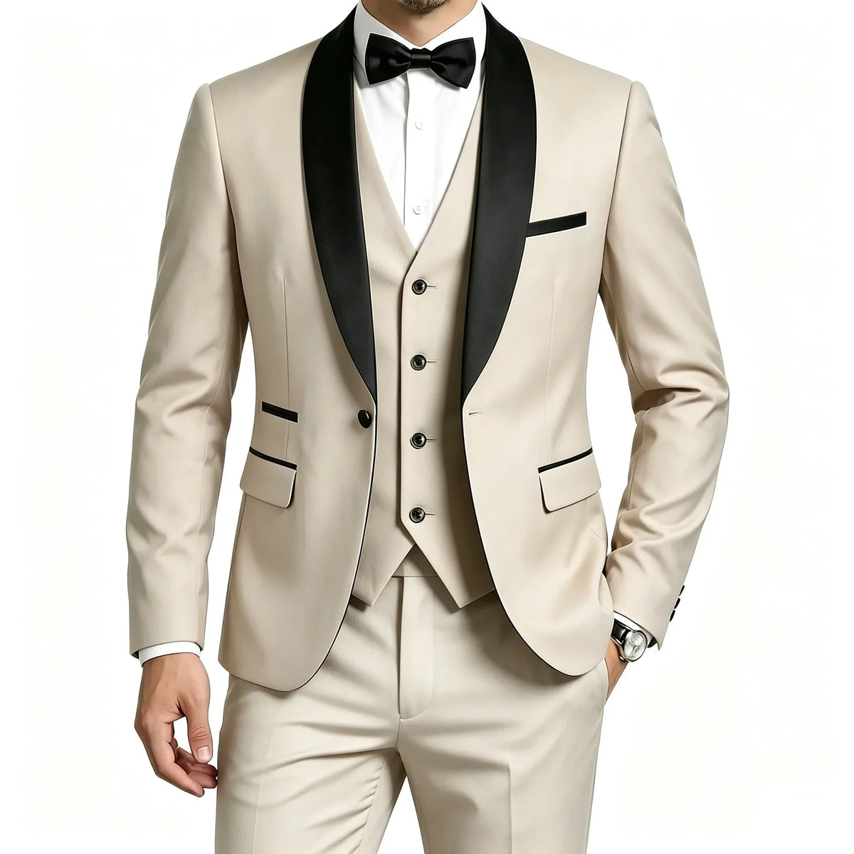 Men 3 Piece Tuxedo Suit Shawl Lapel Formal Wedding Groom Blazer Jacket Vest Pants Business Party Suit