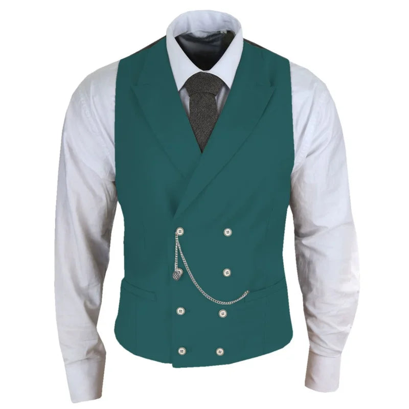 Men's Formal Satin Vest | Double Breasted Waistcoat for Wedding, Banquet & Business