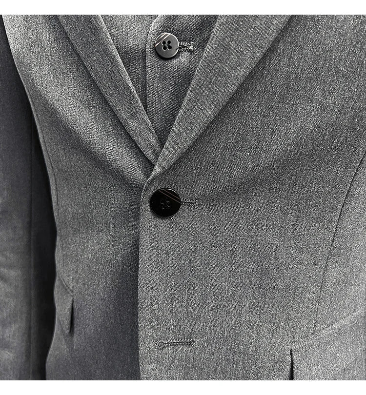 Men's Slim Fit 3-Piece Suit – Solid Color, Smart Casual & Wedding