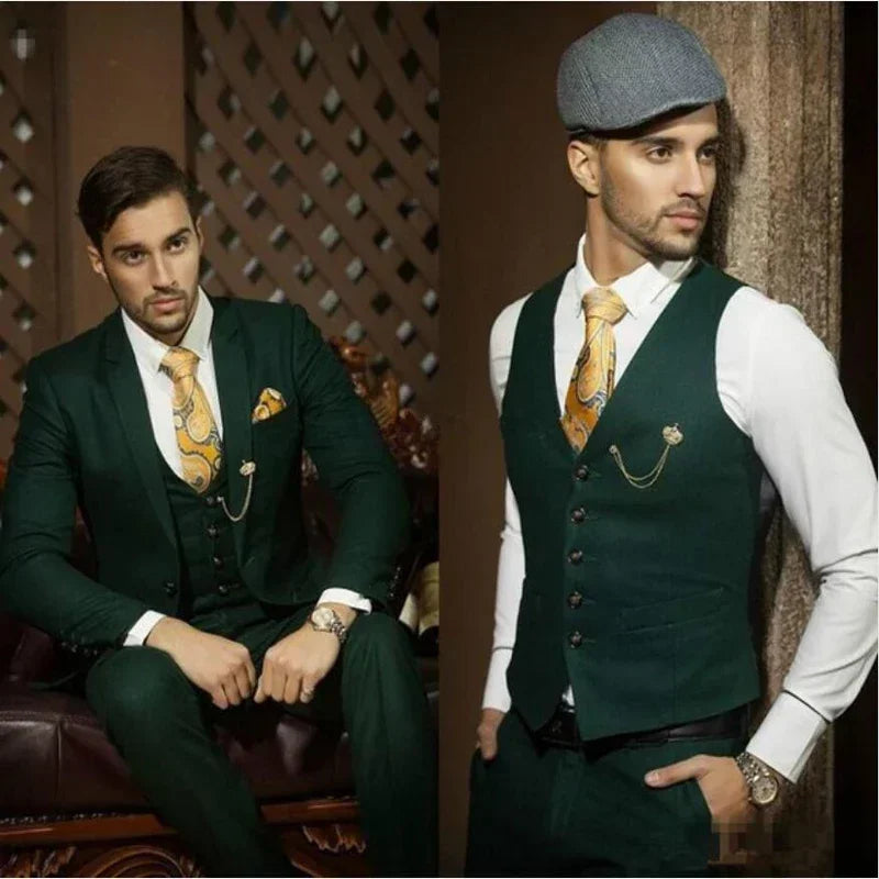 Italian Luxury Green Men Custom Formal Business Slim Fit Blazer Hombre High Quality Groom Tuxedo Dinner Party Costume Homme