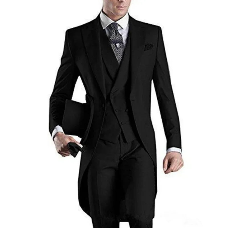 Custom Made White/black/grey/burgundy Tailcoat Men Party Prom Groomsmen Suits For Wedding Tuxedos (Jacket+pants+vest)