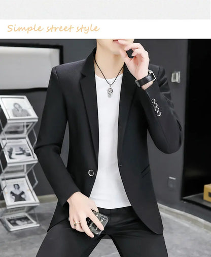 Blazer Men's Fashion Business Gentleman Groom Professional Gentleman Form-fitting Versatile Casual Formal Wear High-end Blazer
