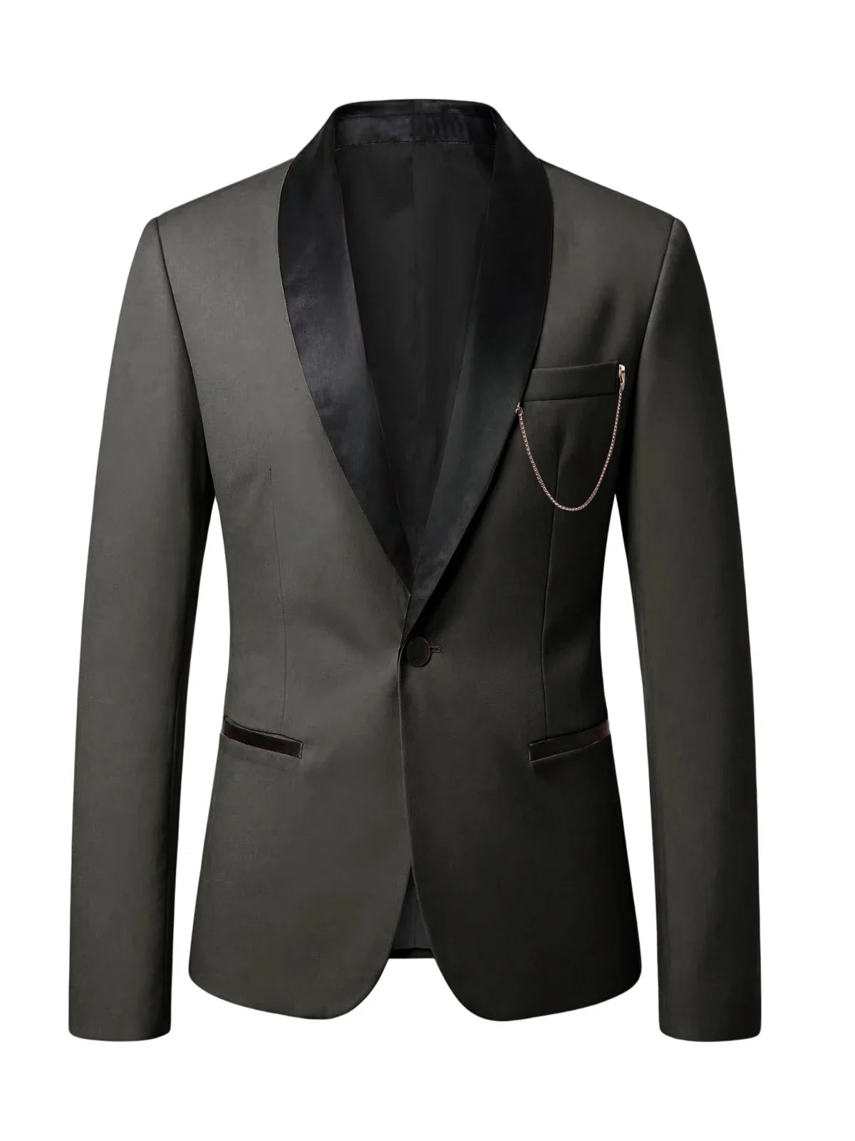 Men's Slim Fit Tuxedo Blazer Satin Shawl Collar One Button Formal Business Suit Jacket for Wedding Prom Party For Spring Summer