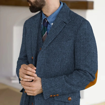 Herringbone Tweed Tweed Hunting Casual Blazers Autumn/Winter Vintage British Men's Suit Jacket Fashionable Gentleman Wedd Attire
