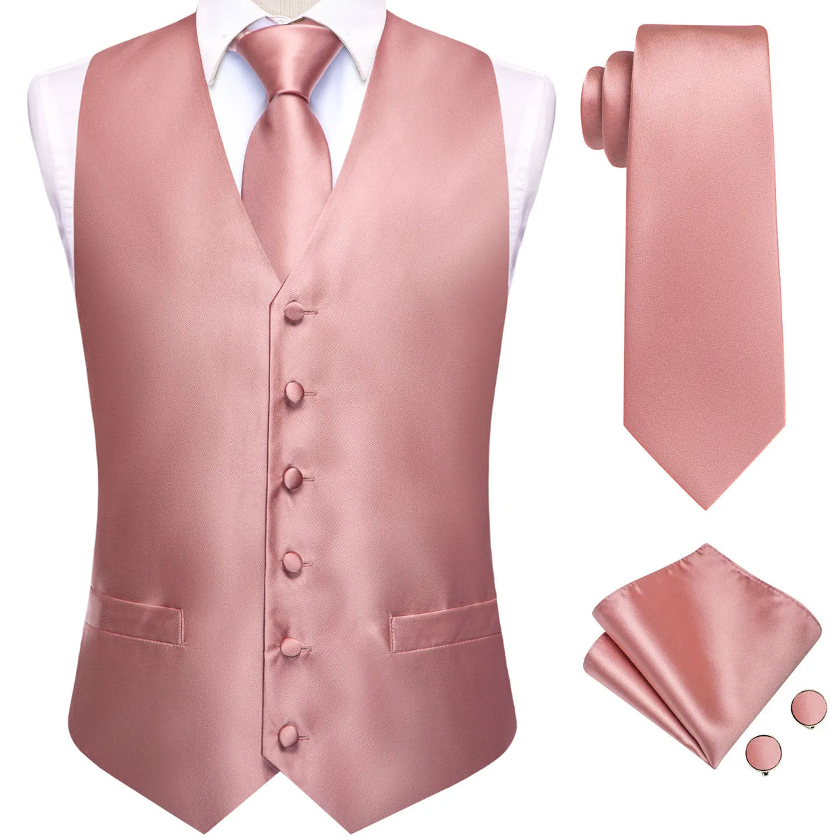 Men's Suit Vest 4-Piece Set – Solid Violet Lilac Woven Waistcoat for Weddings & Business Formal