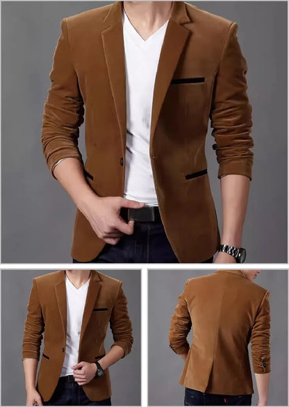 Blazer: A Fashionable Outdoor Men's Travel Gentleman's Versatile Solid-color Trend Leader for Casual and Breathable Wear. Blazer