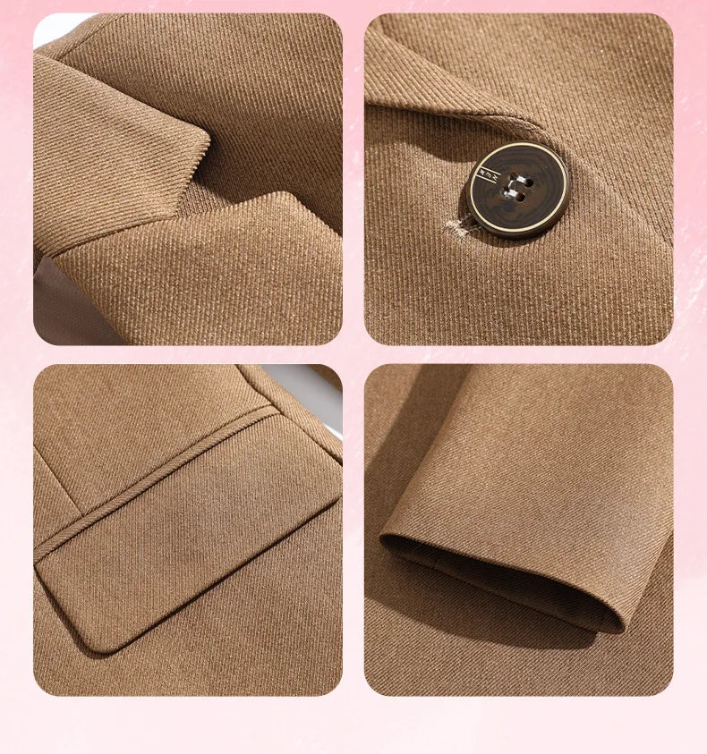 Elegant Solid Women's Blazer Long Sleeve Turn down Collar Slim Fit Office Jacket Single Button Spring Autumn Fashion