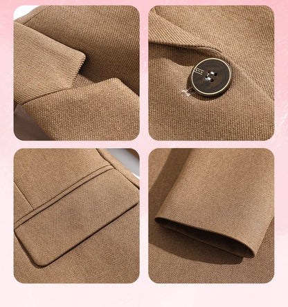 Elegant Solid Women's Blazer Long Sleeve Turn down Collar Slim Fit Office Jacket Single Button Spring Autumn Fashion