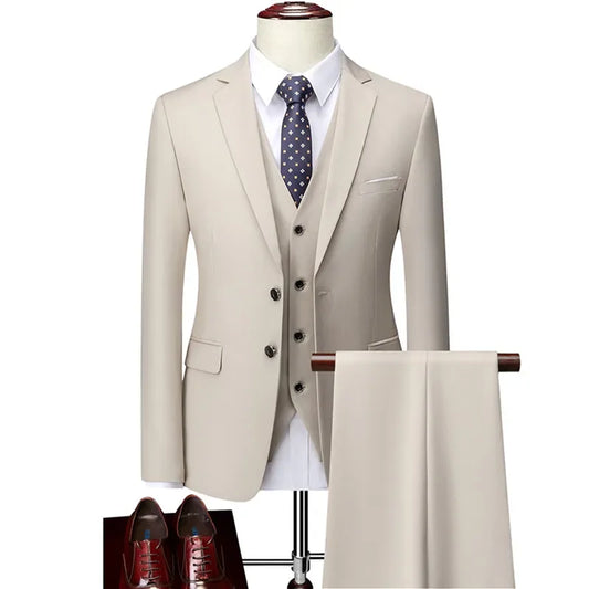 Costumes de mariage classiques Smokings Costumes décontractés unis Coupe ajustée 2/3 Pièces Costume de garçons d'honneur Vêtements d'affaires formels pour hommes