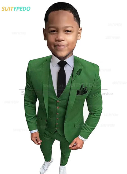 New Fashion Boys Suits Children Birthday Formal Outfit Blazer Vest Pants 3 Pieces School Activity Chorus Performance Costume