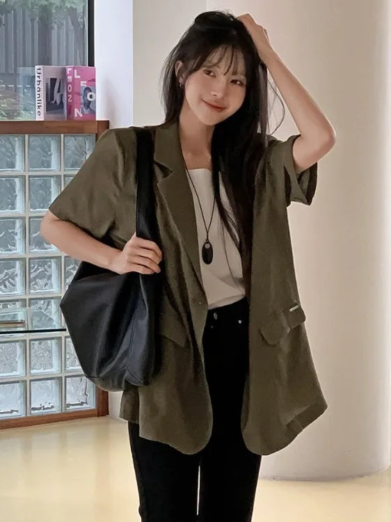 Chic Summer Short Sleeve Women's  Lightweight Loose Casual Design Sense Elegance Small Western Style Top Trendy