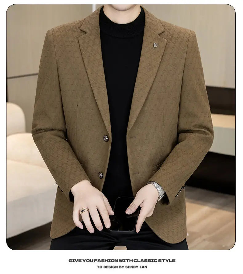 High-Quality Fashionable Autumn Winter New Design Casual Men's Suit Jacket Trendy Versatile Outerwear for Business And Casual We