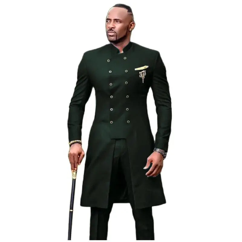 Classic Black Men Suit Slim Fit New Luxury African Style Wedding Tuxedos for Men Fashion Dinner Party Jacket Pants 2 Pieces Set