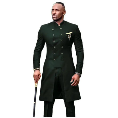 Classic Black Men Suit Slim Fit New Luxury African Style Wedding Tuxedos for Men Fashion Dinner Party Jacket Pants 2 Pieces Set