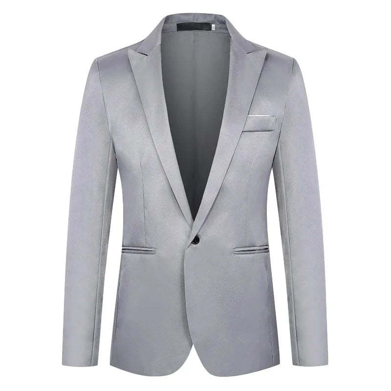 KIDWHXR Man Suit Jacket Slim Solid Single-breasted Suits Coats Men Long Sleeve Formal Business Party Wedding Blazer for Male