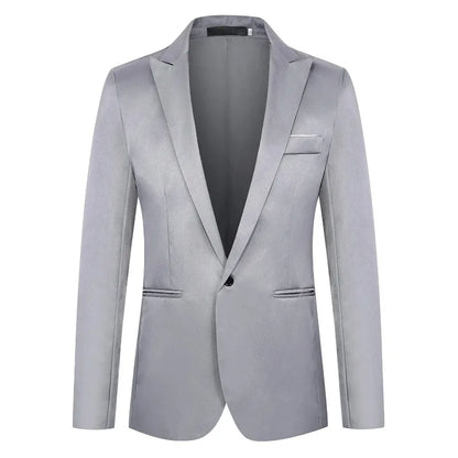 KIDWHXR Man Suit Jacket Slim Solid Single-breasted Suits Coats Men Long Sleeve Formal Business Party Wedding Blazer for Male