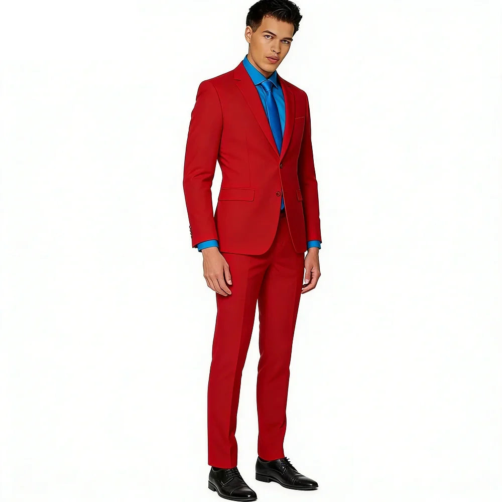 2 Pieces Business Costumes Smoking Jacket Pants Two Buttons Party Tuxedo Dress Single Breasted Men Suits For Wedding Groom