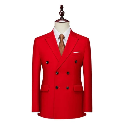 Men's Double Breasted Blazer – Formal Solid Color Suit Jacket for Weddings & Business