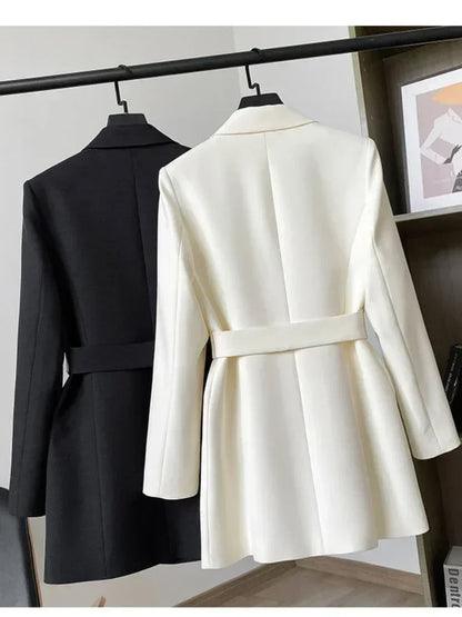 Women Suit Blazer Elegant Coat Spring Autumn Fashion Korean Blazer Luxury Double Breasted Jacket Solid Ladies Tops Clothes