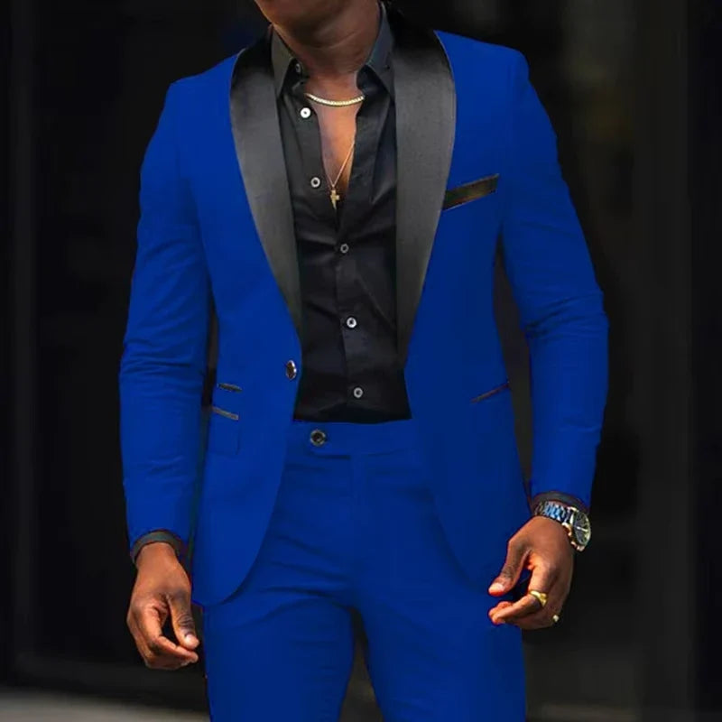Men's 2-Piece Single Breasted Slim Fit Business Suit – Blazer & Pant Set