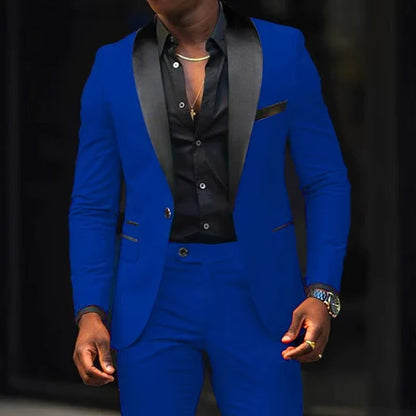 Men's 2-Piece Single Breasted Slim Fit Business Suit – Blazer & Pant Set
