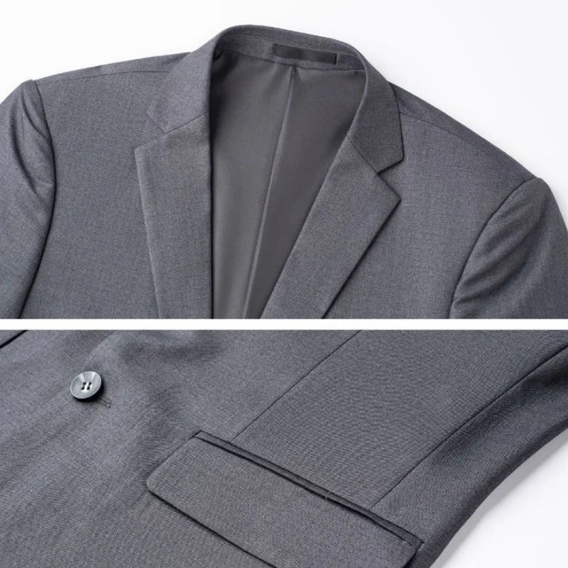 2025 Fine Solid Color Business Fashion Matching Handsome Trend Work Leisure Matching Single Suit Coat Gray, Black, Navy Blue