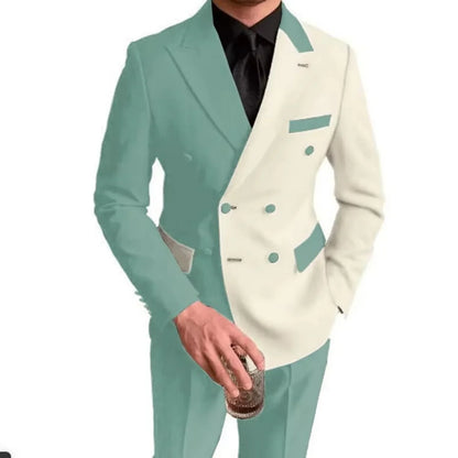 Costumes élégants de mariage/affaires, 2 pièces, coupe ajustée, blazer croisé, costumes de garçons d'honneur, tenues formelles pour hommes (veste + pantalon)
