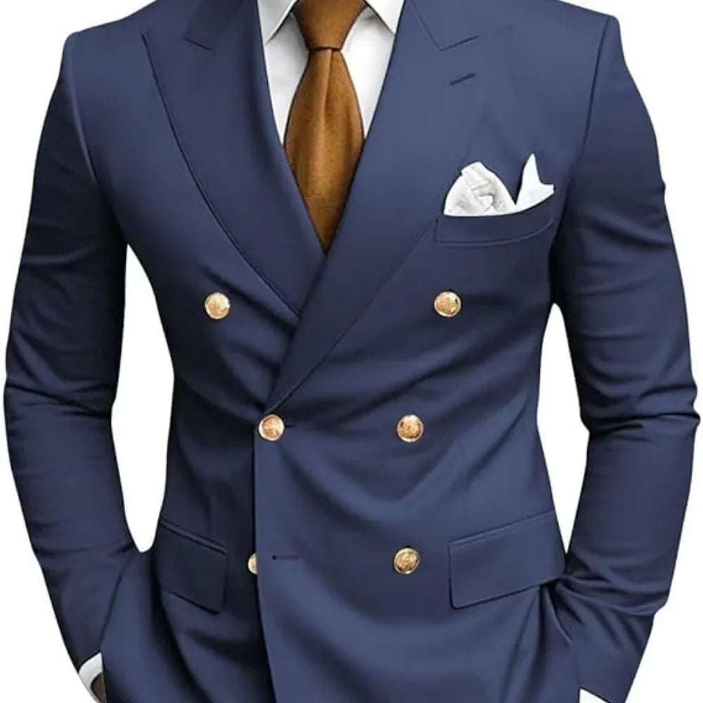 Wedding 2-Pieces Slim Fit Formal Business Notch Lapel Blazer Tuxedo Groomsmen Set with Jacket Pant Men's Suit