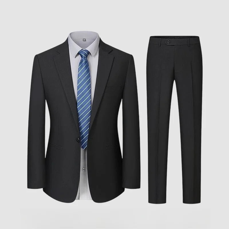 Men's Smart Casual Suit Set – Pure Color Single Breasted Business Formal Wedding Dress Suit for Men