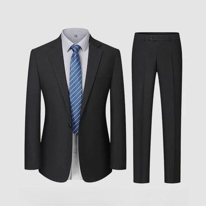 Men's Smart Casual Suit Set – Pure Color Single Breasted Business Formal Wedding Dress Suit for Men
