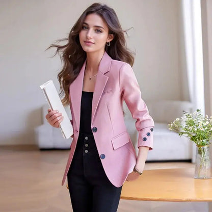 2024 New Suit Coat Women's Korean Style Slim Single Breasted Blazers Office Female Temperament Blazers Jacket Outwear Tops