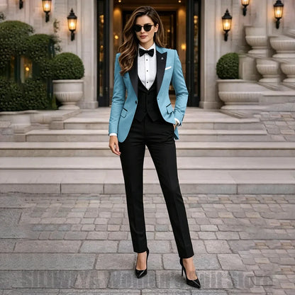 Chic Women Suits 3 Piece Elegant Peak Lapel One Button Tuxedo Slim Fashion Formal Prom Party Wedding Business Casual Outfit