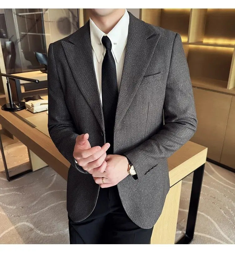 Men's Blazer Single Breasted Slim Fit Korean Style Casual Suit Jacket