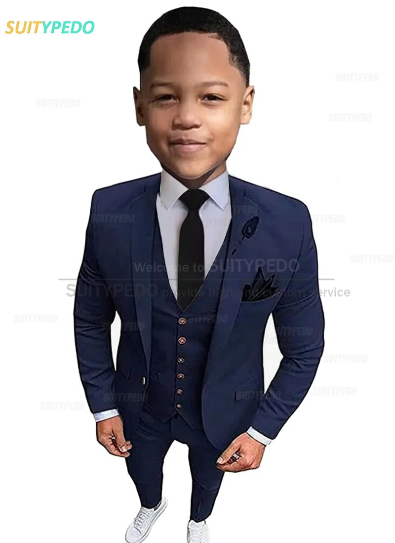 New Fashion Boys Suits Children Birthday Formal Outfit Blazer Vest Pants 3 Pieces School Activity Chorus Performance Costume