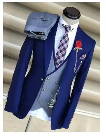 Wedding Men's Suits 3 Pieces Slim Fit Banquet Casual Wedding Suit Single Breasted Lapel (Jacket+Vest+Pants)