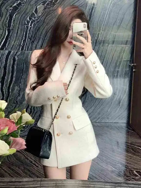 Plus Size Woolen Suit Jacket Korean Style Waist-Cinching Rich Girl Little Fragrance Style Spring 2025 Women's Fashion Coat