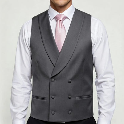 Men's Double Breasted Vest – Formal Lapel Waistcoat for Wedding & Business