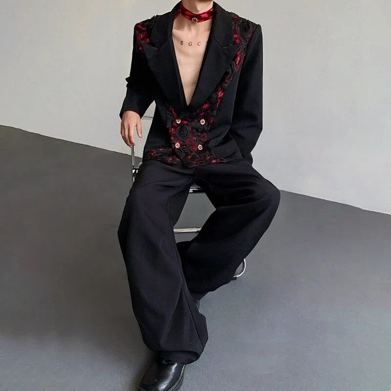Personalized Three-dimensional Patchwork Design Luxury Blazer Coat Men 2025 New Elegant Temperament Trendy Clothes JY2391