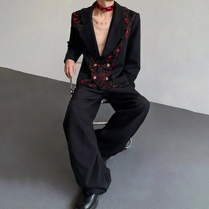 Personalized Three-dimensional Patchwork Design Luxury Blazer Coat Men 2025 New Elegant Temperament Trendy Clothes JY2391