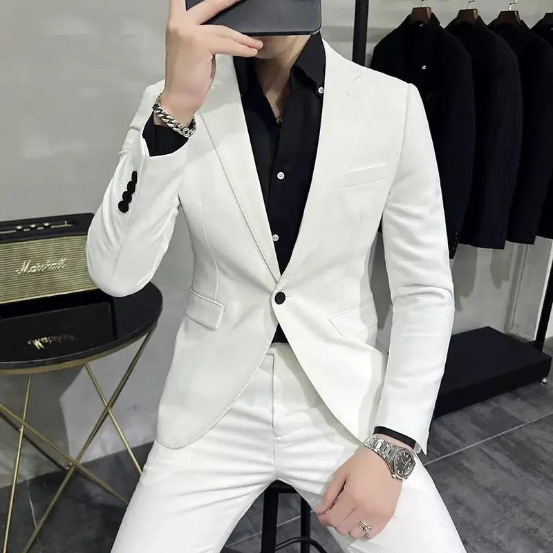 (Blazer+ Vest + Trousers) 2023 Latest Design Double Breasted Vest Men's Suit High Quality Business Simple Casual Dress Wedding