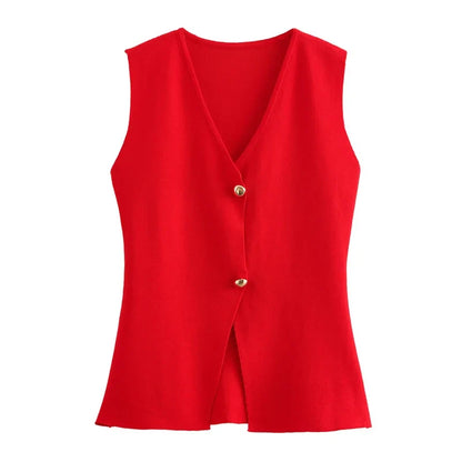 Womens Vest Sleeveless Knit Vest Women Outerwears Autumn Cropped Black Blue Vest Woman Elegant Off White Red Sweater Vests