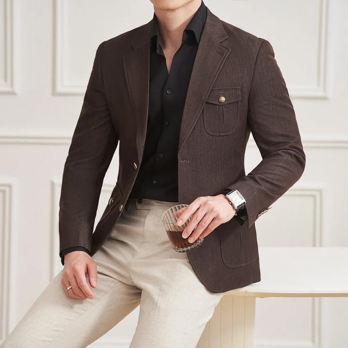High Quality Men's Denim Style Suit Jacket Vintage Luxury Slim Fit Business Fashion Casual Suit Coat Formal Wedding Tuxedos