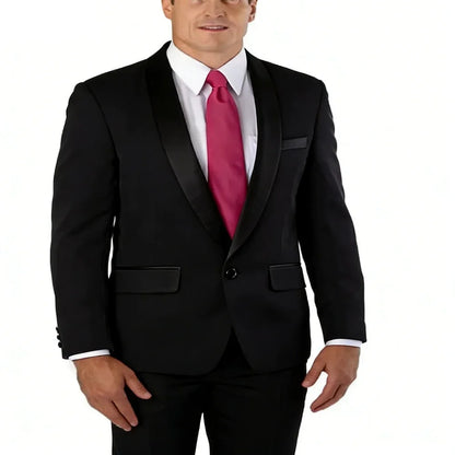 Slim Fit Solid Men's 2-Piece Tuxedo Shawl Lapel One Button Business Wedding Prom Groom Suit Jacket And Pants Set Men Clothing