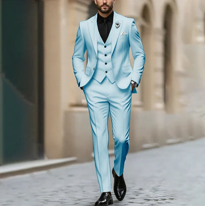 Purple Men Suit Single-breasted Peak Lapel 3 Pieces(Jacket+Pants+Vest) Male Formal Wedding Party Set