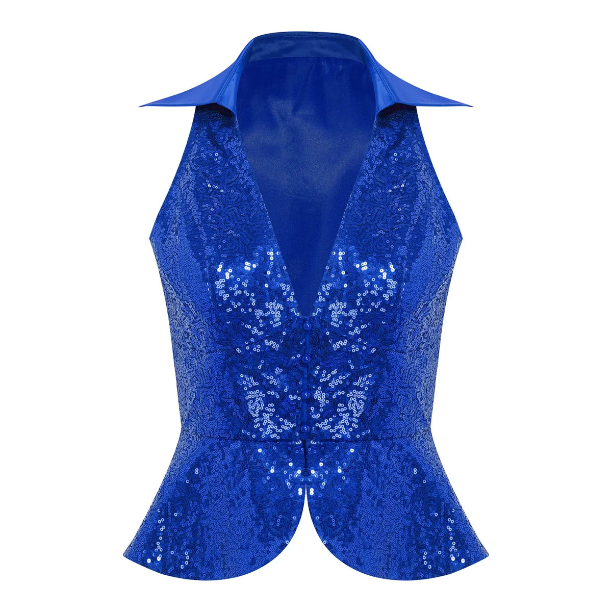 Women Shiny Sequin Vest Lapel Sleeveless Glitter Suits Waistcoat Top Rave Music Festival Jazz Dance Party Banquet Night Clubwear