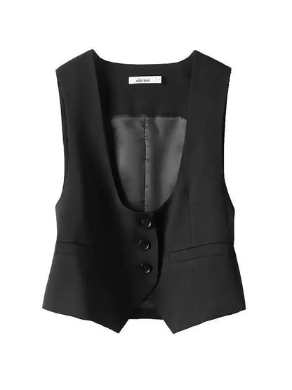 Unisex Beige Sleeveless Vest V-Neck Buttoned Waistcoat for Formal Casual Wear